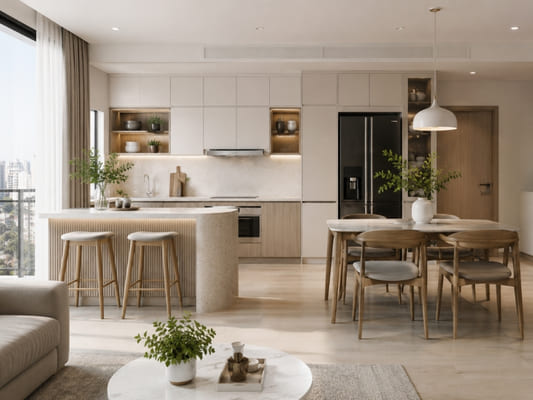 thiết kế phòng bếp căn hộ chung cư hiện đại